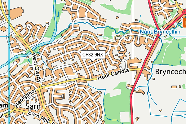 CF32 9NX map - OS VectorMap District (Ordnance Survey)