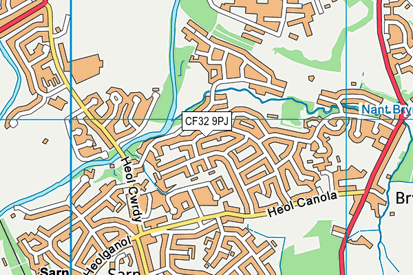 CF32 9PJ map - OS VectorMap District (Ordnance Survey)