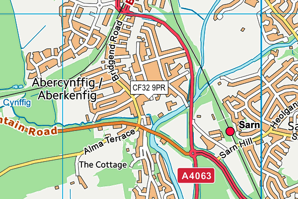 CF32 9PR map - OS VectorMap District (Ordnance Survey)