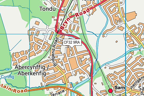 CF32 9RA map - OS VectorMap District (Ordnance Survey)