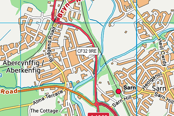 CF32 9RE map - OS VectorMap District (Ordnance Survey)