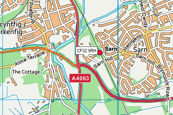 CF32 9RH map - OS VectorMap District (Ordnance Survey)