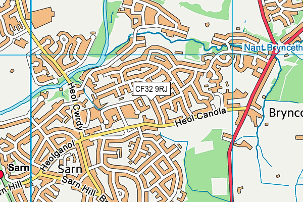 CF32 9RJ map - OS VectorMap District (Ordnance Survey)