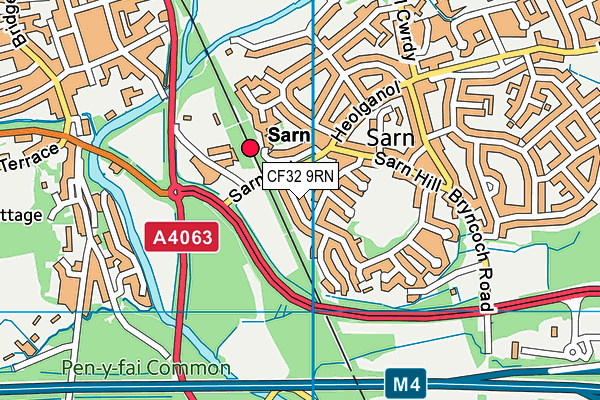 CF32 9RN map - OS VectorMap District (Ordnance Survey)