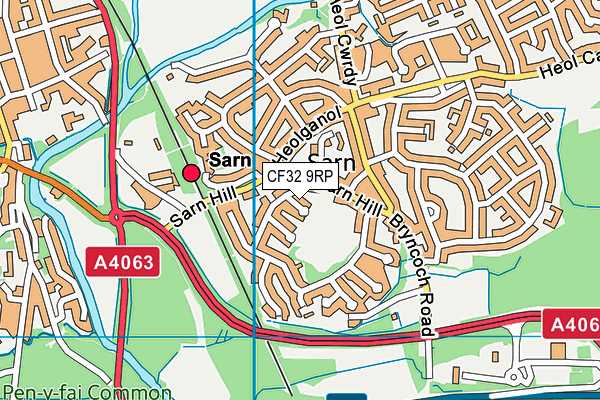 CF32 9RP map - OS VectorMap District (Ordnance Survey)