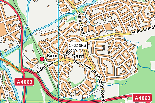 CF32 9RS map - OS VectorMap District (Ordnance Survey)