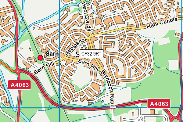 CF32 9RT map - OS VectorMap District (Ordnance Survey)
