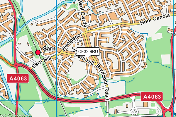 CF32 9RU map - OS VectorMap District (Ordnance Survey)