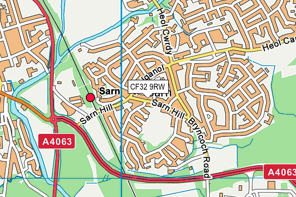 CF32 9RW map - OS VectorMap District (Ordnance Survey)