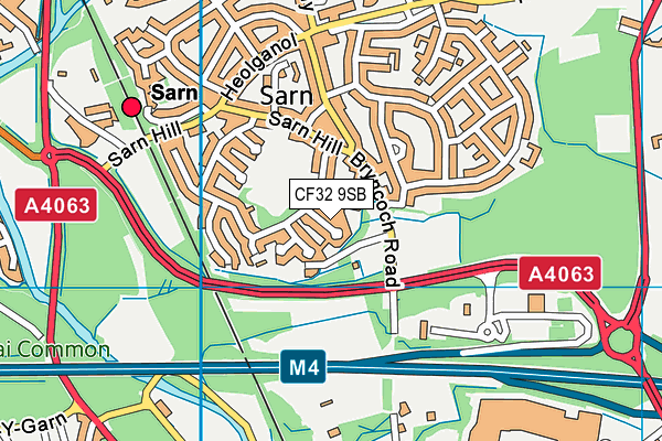 CF32 9SB map - OS VectorMap District (Ordnance Survey)