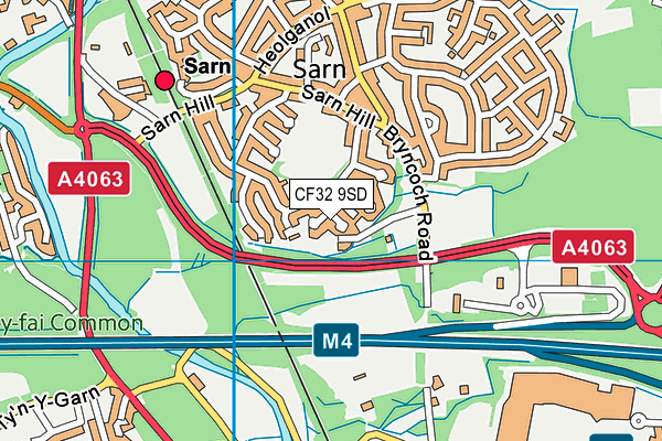 CF32 9SD map - OS VectorMap District (Ordnance Survey)