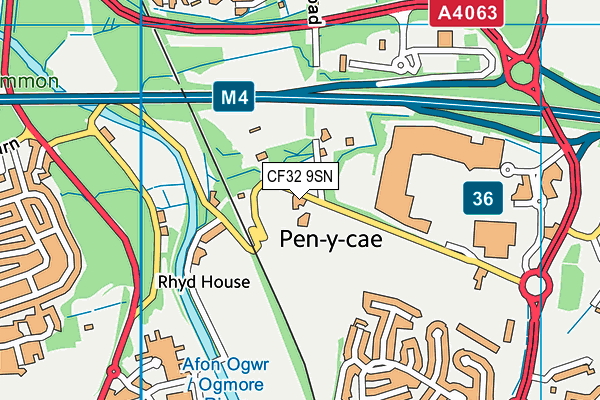 CF32 9SN map - OS VectorMap District (Ordnance Survey)