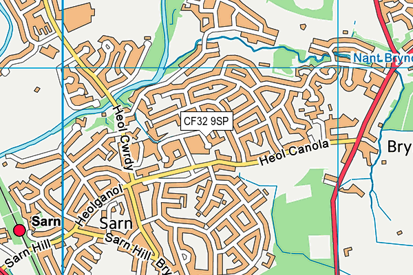 CF32 9SP map - OS VectorMap District (Ordnance Survey)