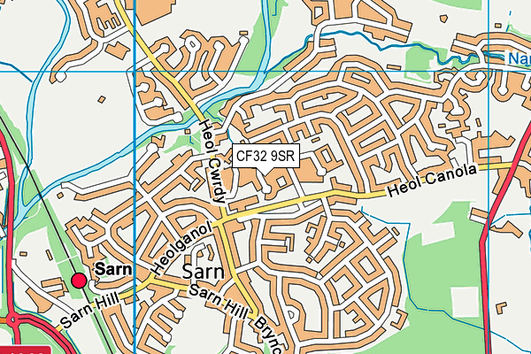 CF32 9SR map - OS VectorMap District (Ordnance Survey)