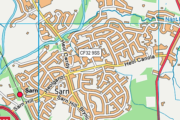 CF32 9SS map - OS VectorMap District (Ordnance Survey)