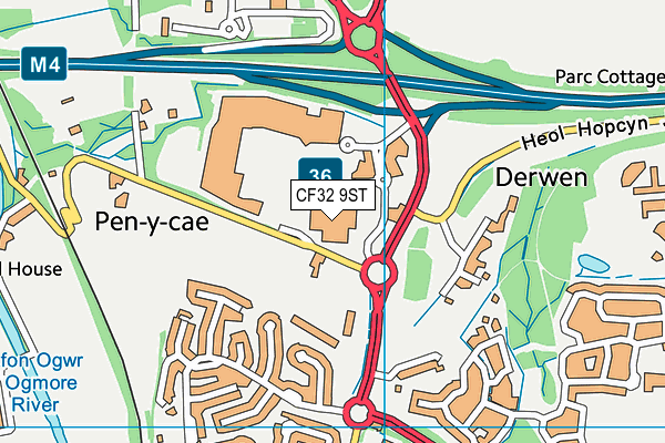 CF32 9ST map - OS VectorMap District (Ordnance Survey)