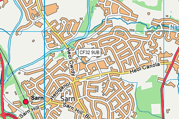 CF32 9UB map - OS VectorMap District (Ordnance Survey)