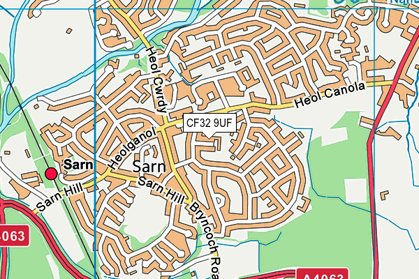 CF32 9UF map - OS VectorMap District (Ordnance Survey)