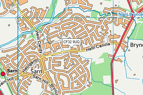 CF32 9UQ map - OS VectorMap District (Ordnance Survey)