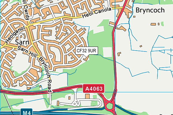 CF32 9UR map - OS VectorMap District (Ordnance Survey)