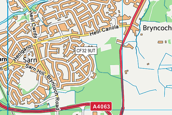 CF32 9UT map - OS VectorMap District (Ordnance Survey)