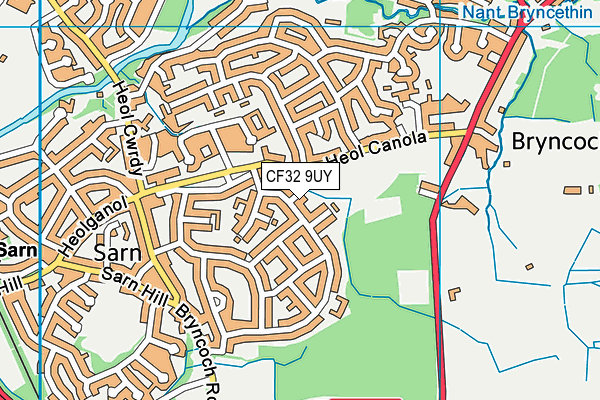CF32 9UY map - OS VectorMap District (Ordnance Survey)