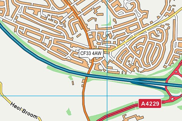 CF33 4AW map - OS VectorMap District (Ordnance Survey)