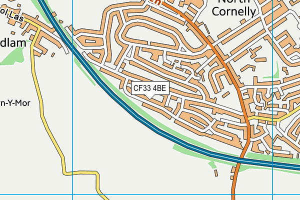 CF33 4BE map - OS VectorMap District (Ordnance Survey)