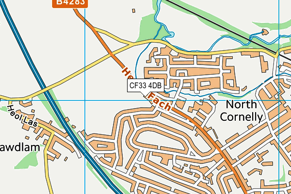 CF33 4DB map - OS VectorMap District (Ordnance Survey)