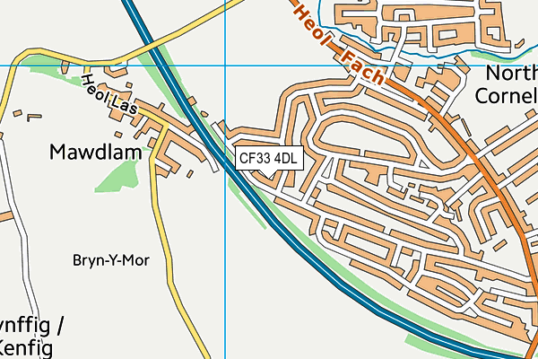 CF33 4DL map - OS VectorMap District (Ordnance Survey)