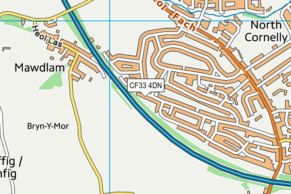 CF33 4DN map - OS VectorMap District (Ordnance Survey)