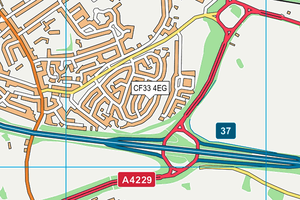 CF33 4EG map - OS VectorMap District (Ordnance Survey)