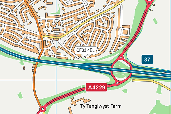 CF33 4EL map - OS VectorMap District (Ordnance Survey)