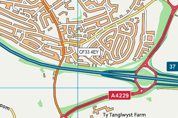 CF33 4EY map - OS VectorMap District (Ordnance Survey)