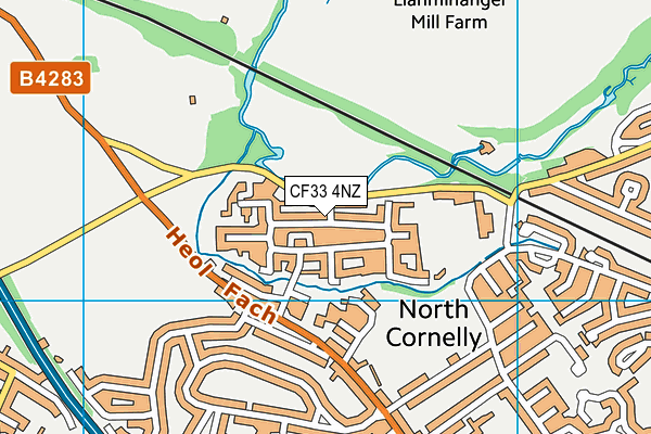 CF33 4NZ map - OS VectorMap District (Ordnance Survey)