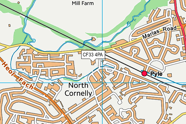 Afon-Y-Felin Primary School map (CF33 4PA) - OS VectorMap District (Ordnance Survey)