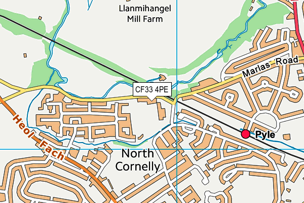 CF33 4PE map - OS VectorMap District (Ordnance Survey)