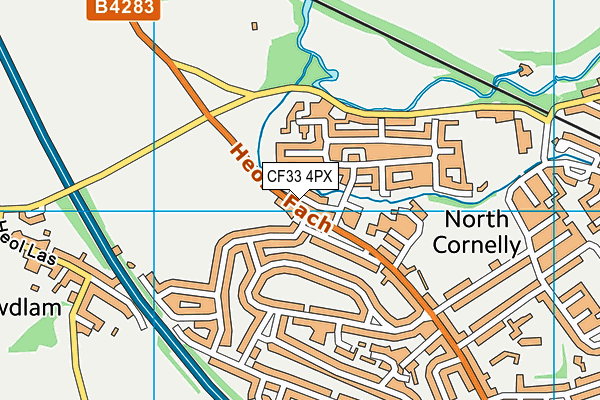 CF33 4PX map - OS VectorMap District (Ordnance Survey)