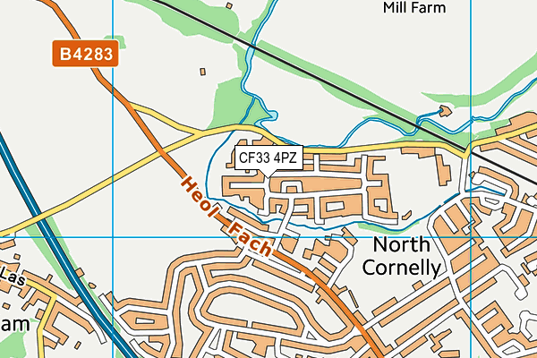 CF33 4PZ map - OS VectorMap District (Ordnance Survey)