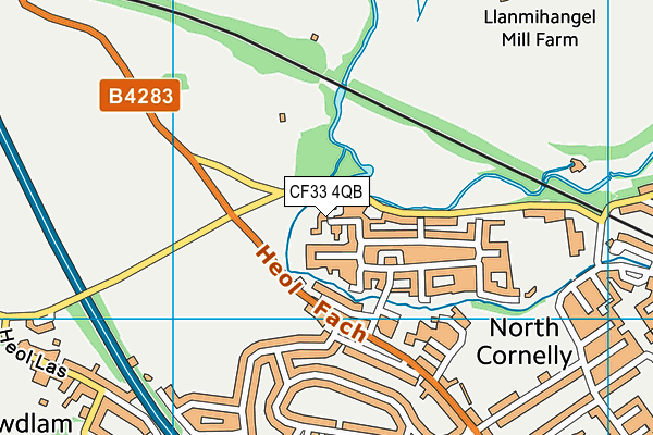 CF33 4QB map - OS VectorMap District (Ordnance Survey)