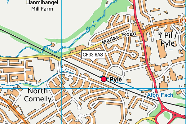 CF33 6AS map - OS VectorMap District (Ordnance Survey)