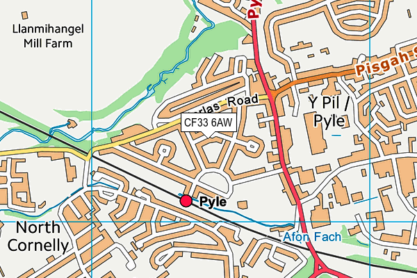 CF33 6AW map - OS VectorMap District (Ordnance Survey)