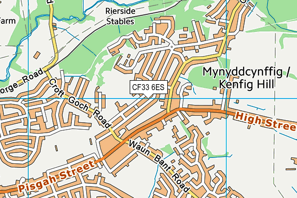 CF33 6ES map - OS VectorMap District (Ordnance Survey)