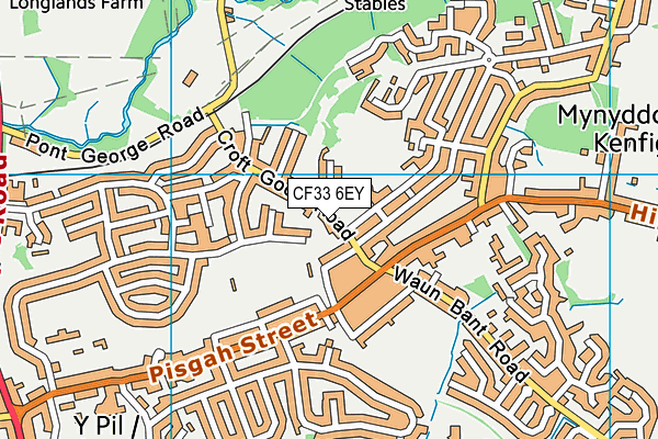 CF33 6EY map - OS VectorMap District (Ordnance Survey)