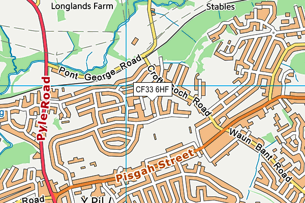 CF33 6HF map - OS VectorMap District (Ordnance Survey)