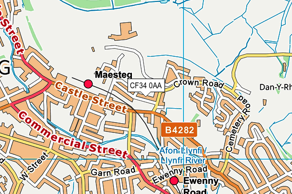 CF34 0AA map - OS VectorMap District (Ordnance Survey)