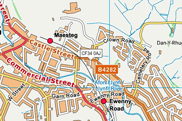 CF34 0AJ map - OS VectorMap District (Ordnance Survey)