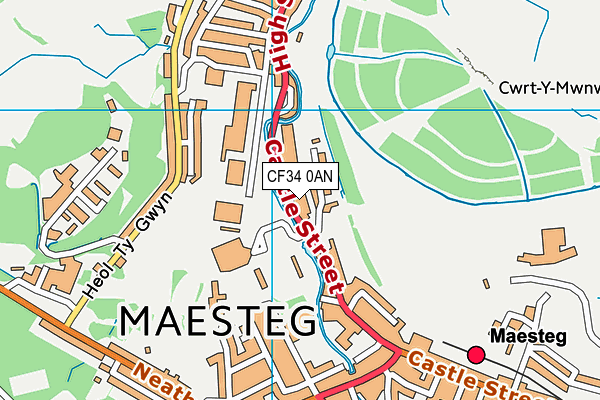 CF34 0AN map - OS VectorMap District (Ordnance Survey)