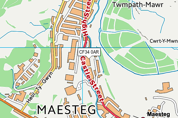 CF34 0AR map - OS VectorMap District (Ordnance Survey)