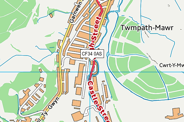 CF34 0AS map - OS VectorMap District (Ordnance Survey)